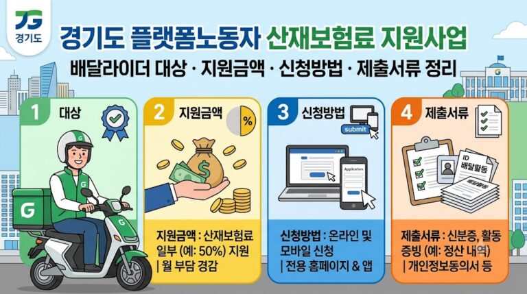 경기도 배달라이더 산재보험료 지원 신청방법｜대상·지원금·서류 정리