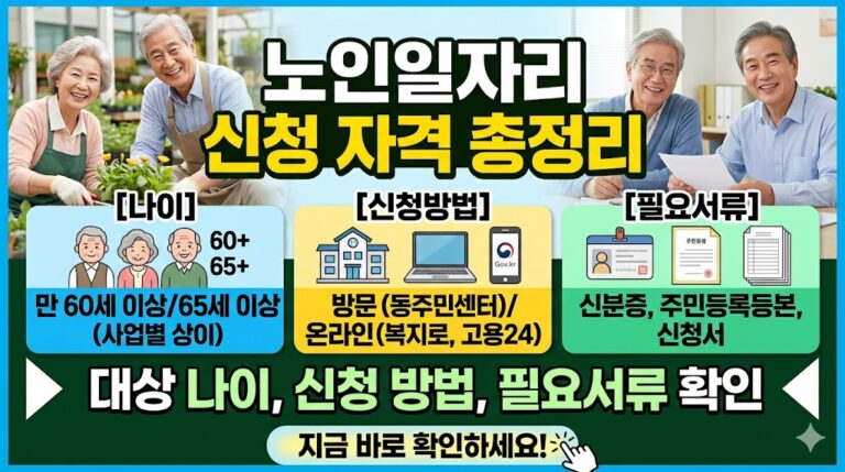 노인일자리 신청 자격 총정리｜대상 나이, 신청 방법, 필요서류 확인