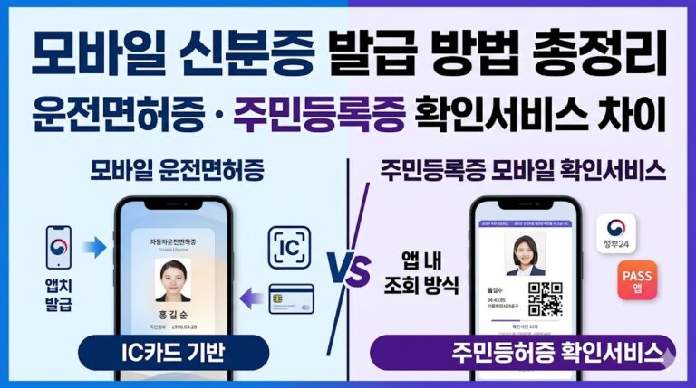 모바일 신분증 발급 방법 총정리｜운전면허증·주민등록증 확인서비스 차이