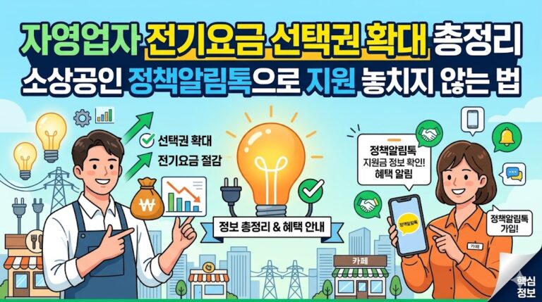 자영업자 전기요금 선택권 확대 총정리｜소상공인 정책알림톡으로 지원 놓치지 않는 법
