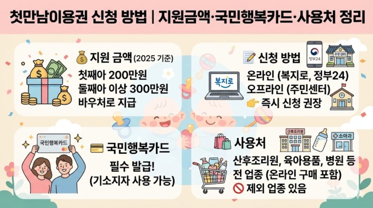 첫만남이용권 신청 방법｜지원금액·국민행복카드·사용처 정리