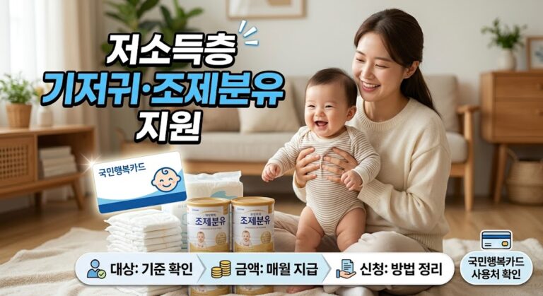 저소득층 기저귀 조제분유 지원 신청방법｜대상·금액·국민행복카드 사용처 정리